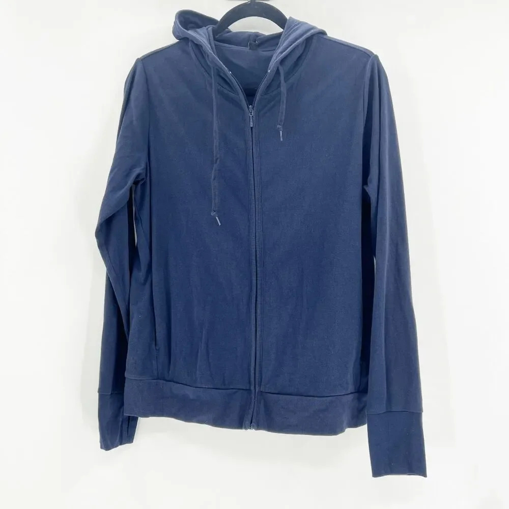 Uniqlo Full Zip Hoodie Jacket Womens Size XL Navy Blue Outdoor Comfy